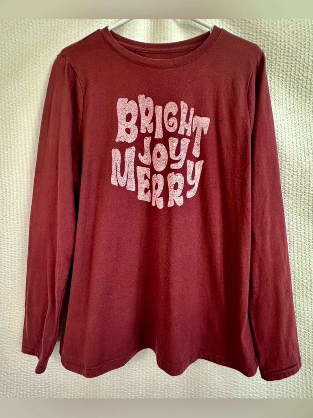 SONOMA Red Bright Joy Merry Christmas Holiday Long Sleeve Tee Women’s Large